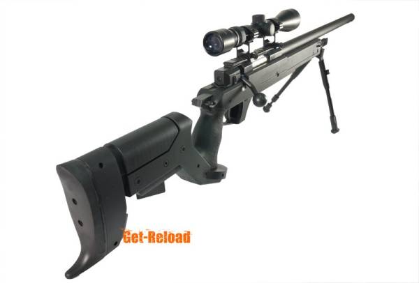 WELL L96 Sniper Stock Spring Rifle w/ Bipod & Scope (MB04D BK) - Image 5