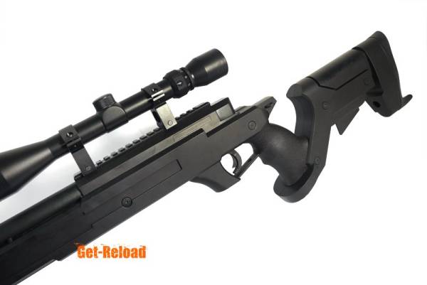 WELL L96 Sniper Stock Spring Rifle w/ Bipod & Scope (MB04D BK) - Image 3