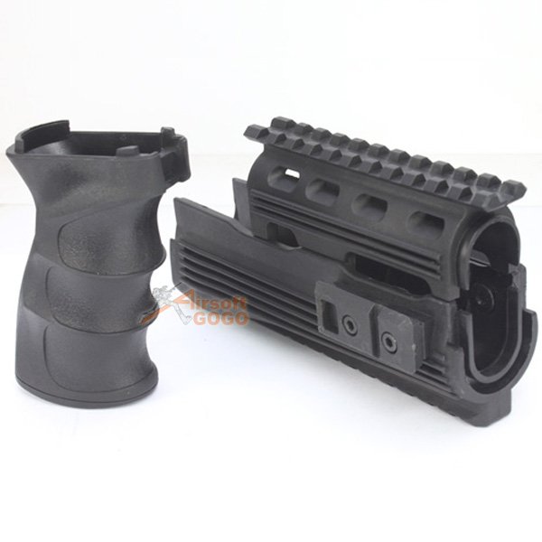 CYMA Railed Handguard and Tactical Grip for AK Series AEG (Black)