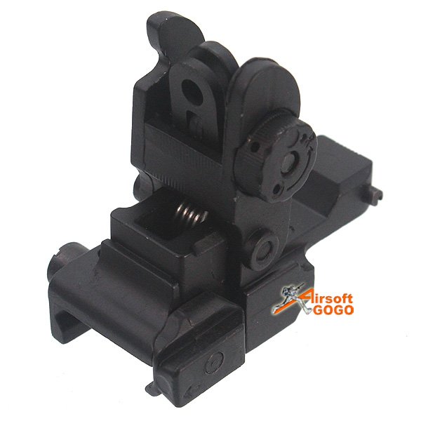Dboys Pop Up Rear Sight for AR15 / M4 / M16 / SR16 / SR25 / HK416 / HK417 20mm Rail Airsoft AEG GBBR