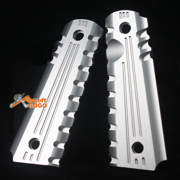 FATMAN Aluminium Pistol Grip Cover for 1911 MEU (Silver)
