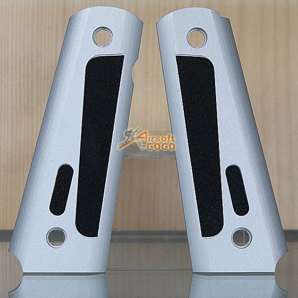 FATMAN Aluminium Pistol Grip Cover for 1911 MEU (Silver) V2