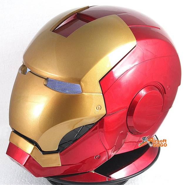 iron Man Full Helmet Mask with LED Light Eye & Rotary Display Stand