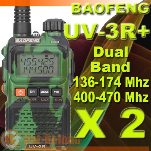 2X BAOFENG Dual band UV-3R+ plus VHF/UHF Radio Walkie (Cam)