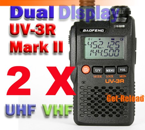 2X BAOFENG UV-3R Mark II Dual FZ & Display + Earpiece -BK