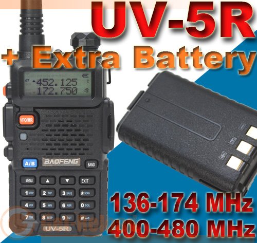 BAOFENG Dual band UV-5R VHF/UHF Radio Walkie + Extra Battery